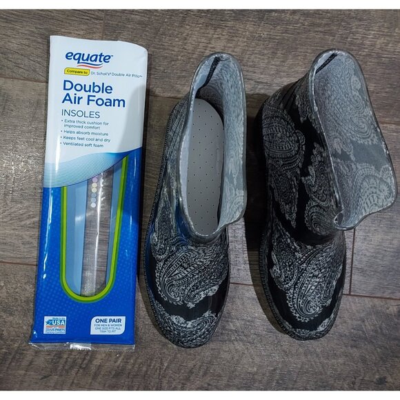 Boots Rain Garden Slip On Rubber Paisley Ankle Women 8 XL 39 - Picture 4 of 12